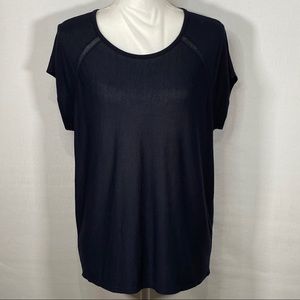 Vince Black Crew Neck Short Sleeve Blouse